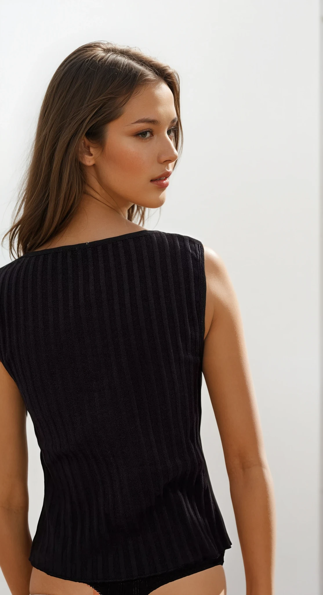 Button-Down Round Neck Sweater Vest solid pattern