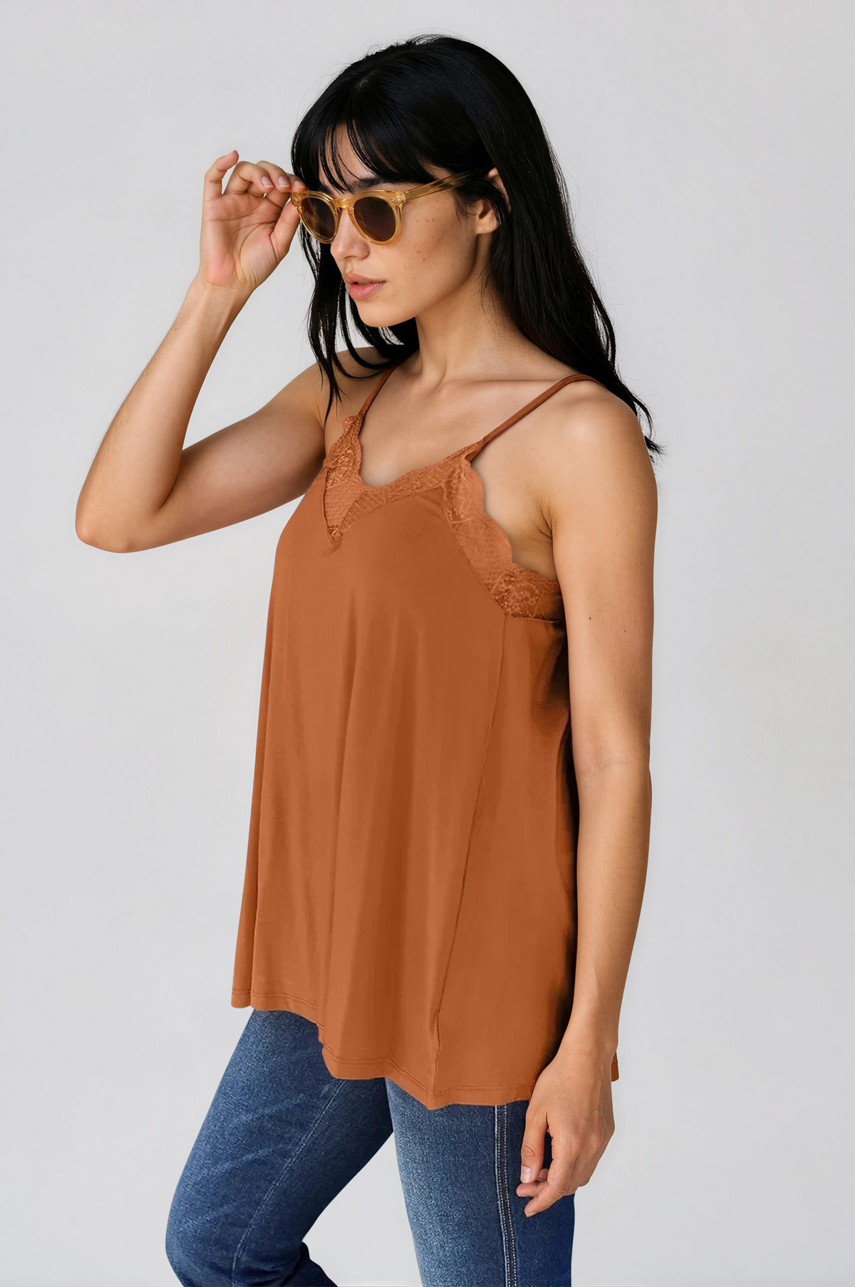 Lace Trim V-Neck Cami