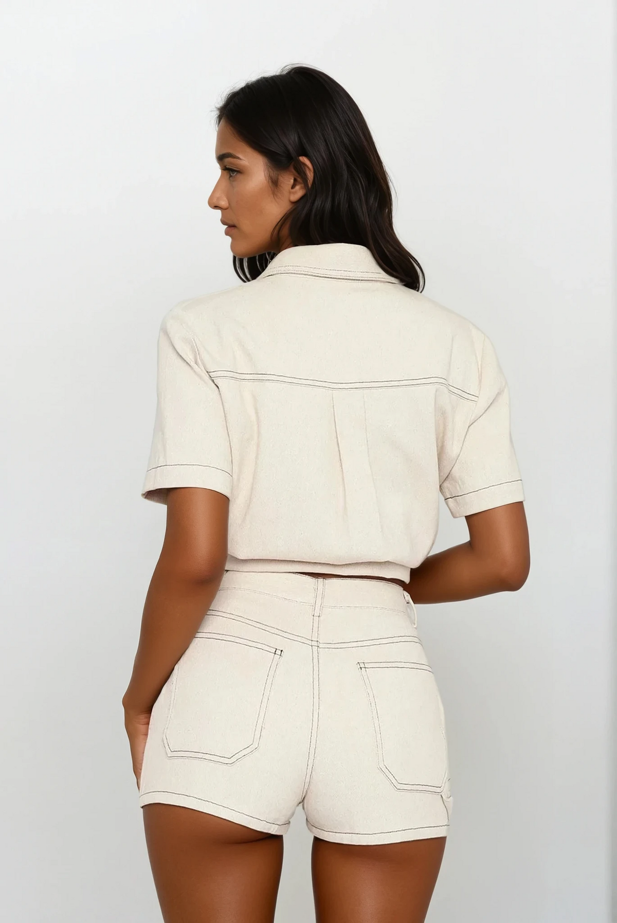 Cargo Button-Up Top and Shorts Set with pockets