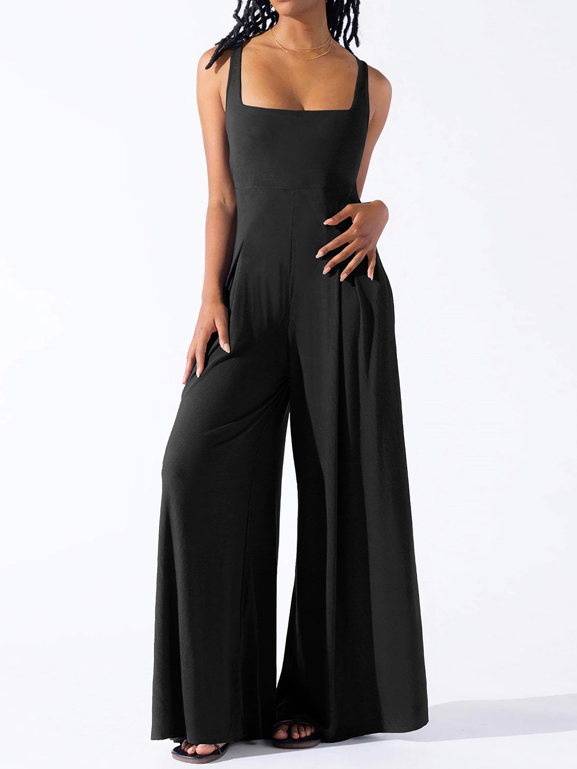 Cosmopolitan Square Neck Wide Strap Jumpsuit