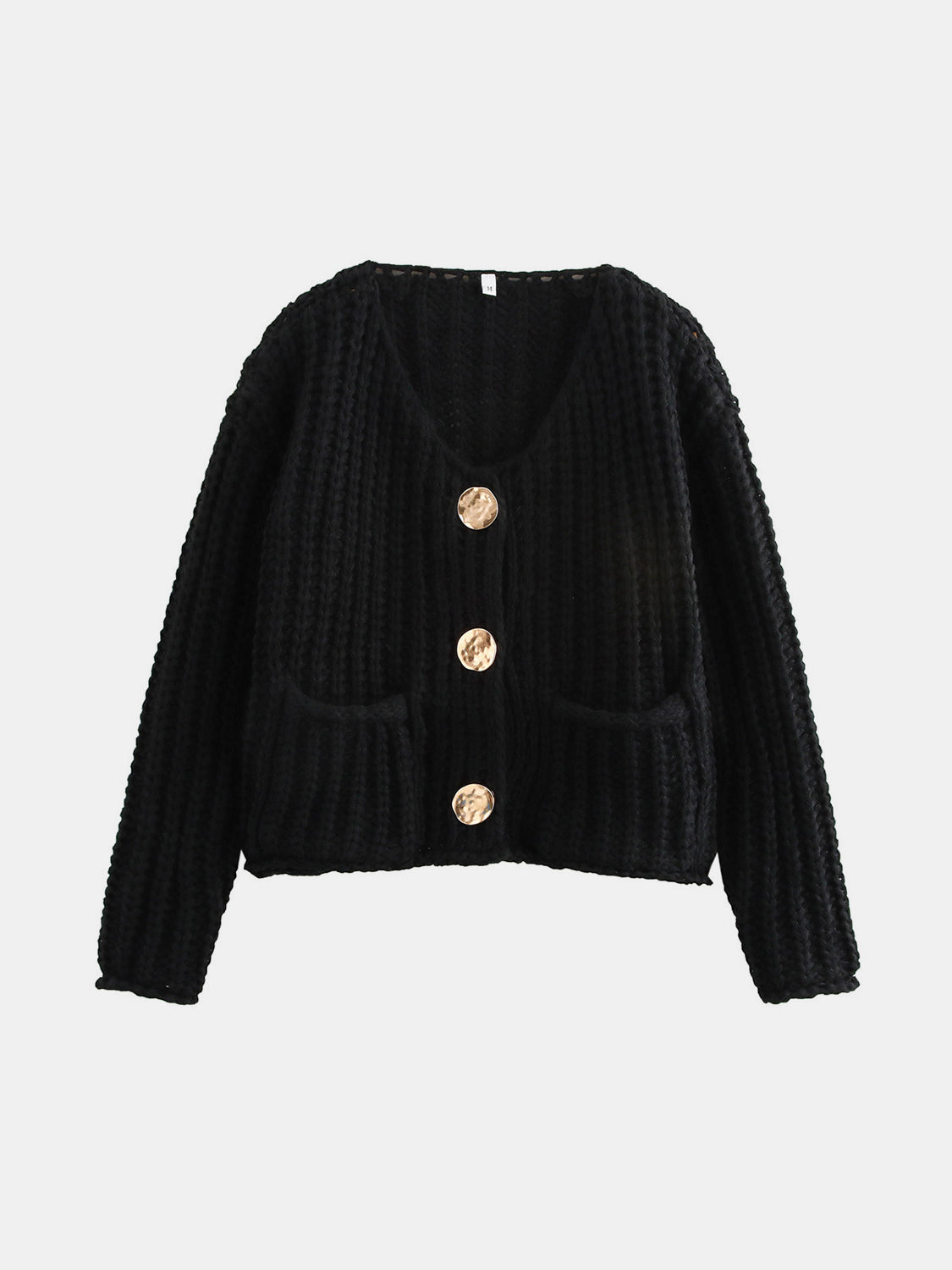 chunky button-down long sleeve cardigan with buttoned front