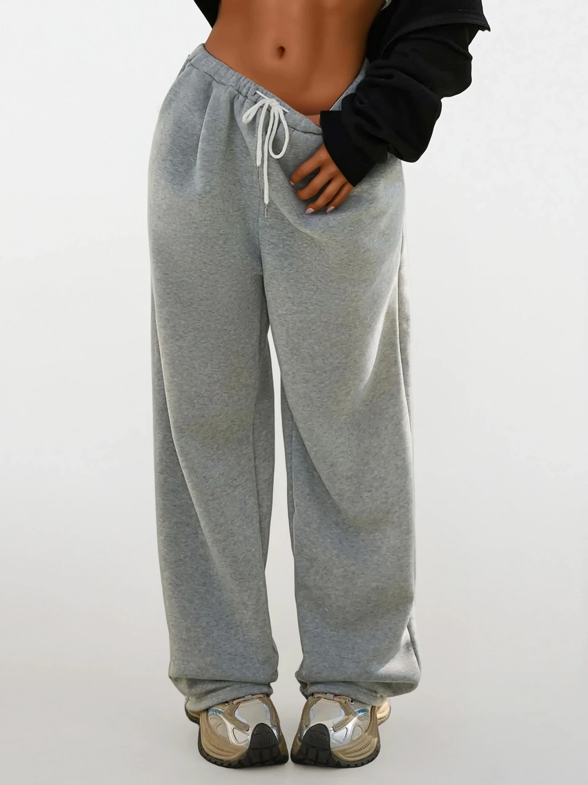 Core drawstring wide leg sweatpant with adjustable waist and pockets