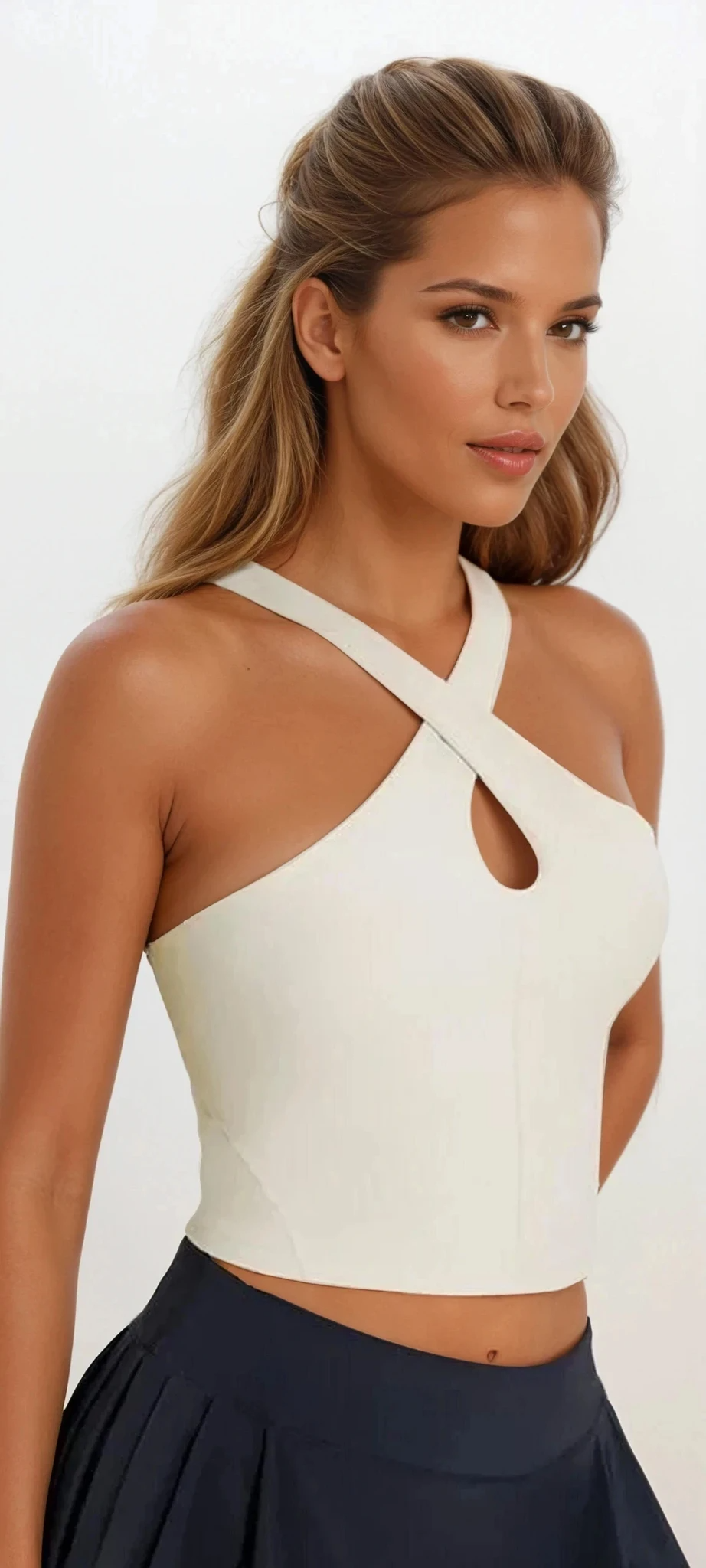 Sleeveless crisscross Grecian neck cami top in solid pattern