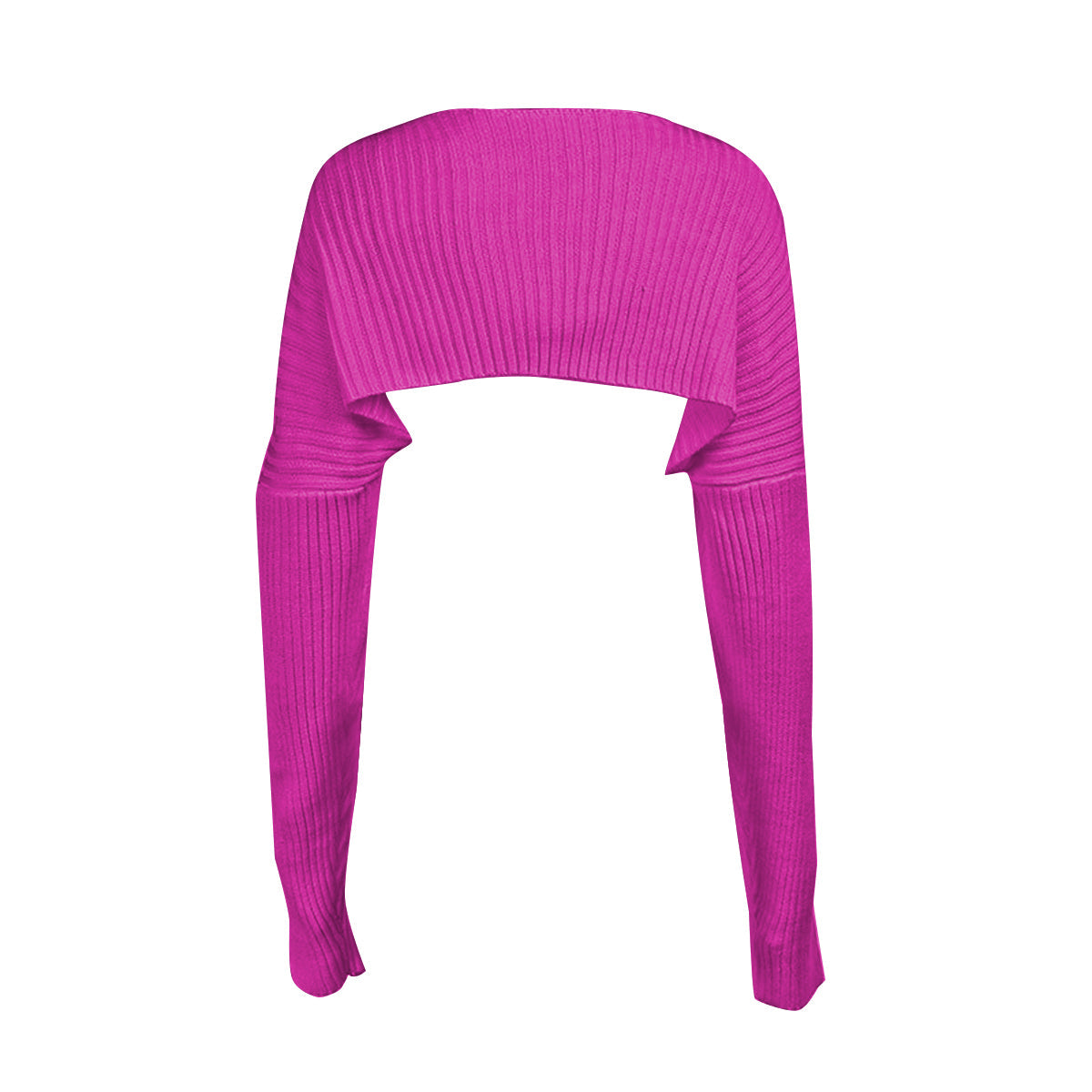 Cropped rib-knit long sleeve bolero cardigan in solid pattern