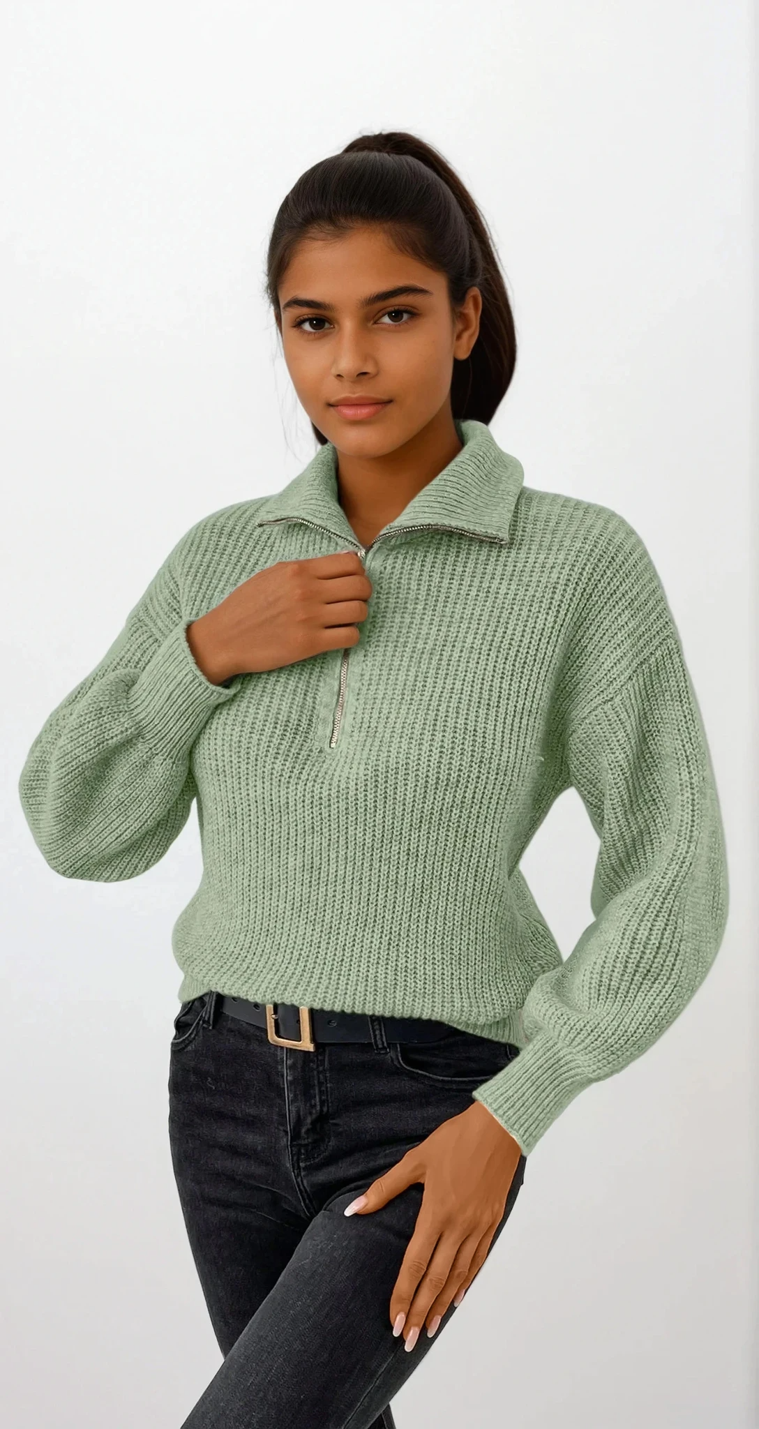  Cushion Half Zip Pullover lightweight solid pattern versatile style