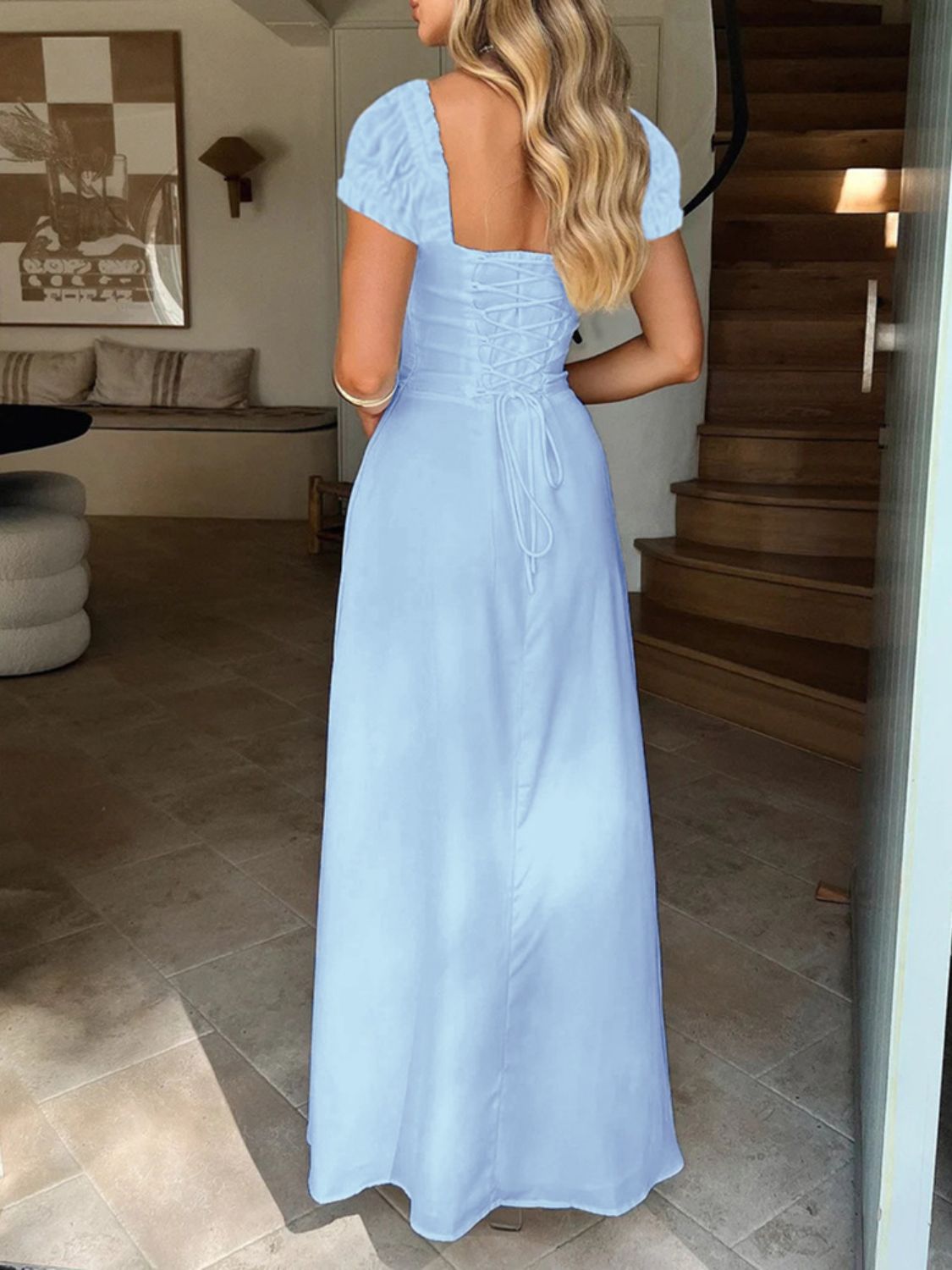 Hamptons Sweetheart Neck Short Sleeve Maxi Dress