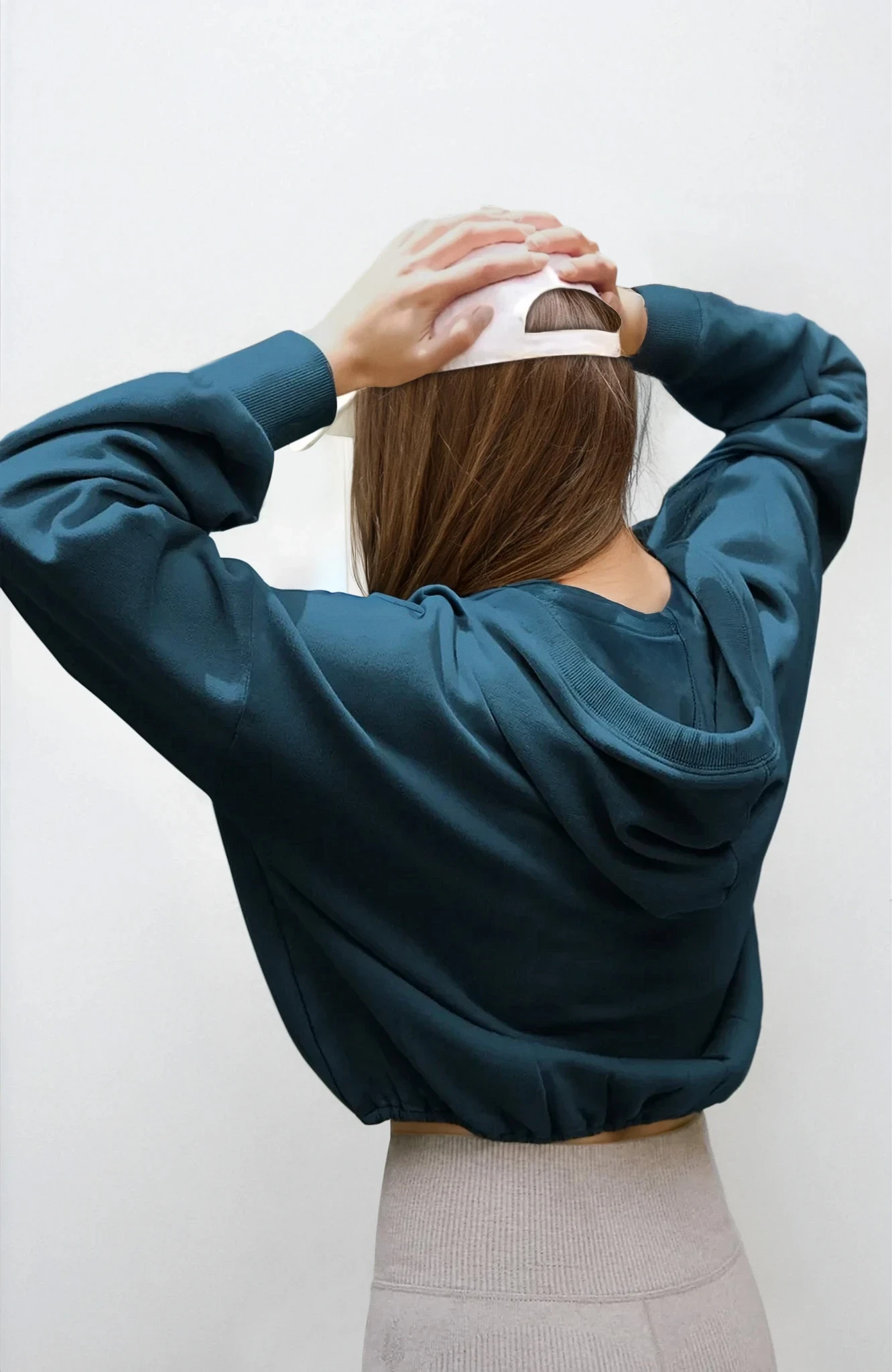 Pure Form half zip dropped shoulder hoodie by Trendsi, shown in light color, with relaxed fit and casual style.