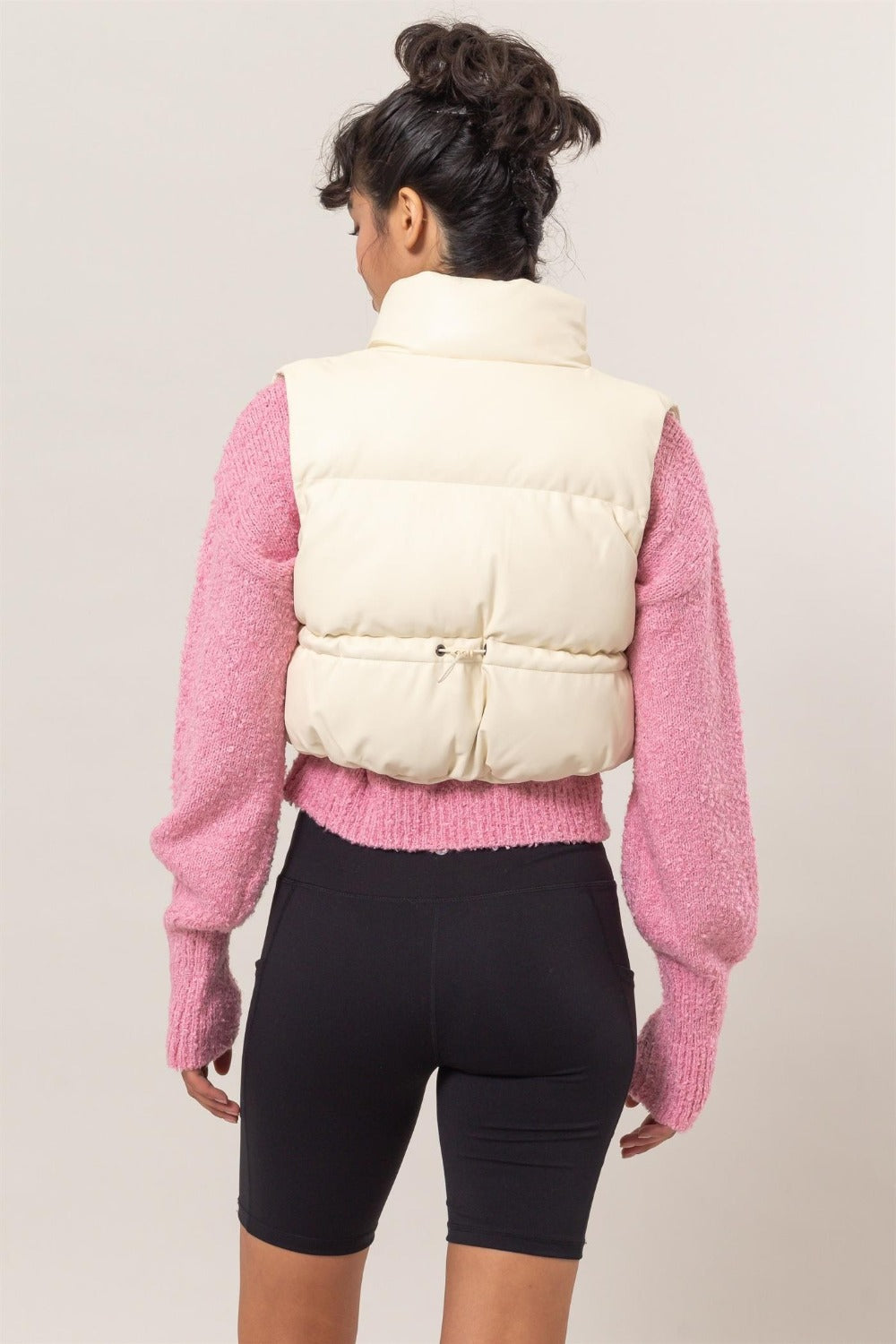 Super Cropped Cream Puffer Vest