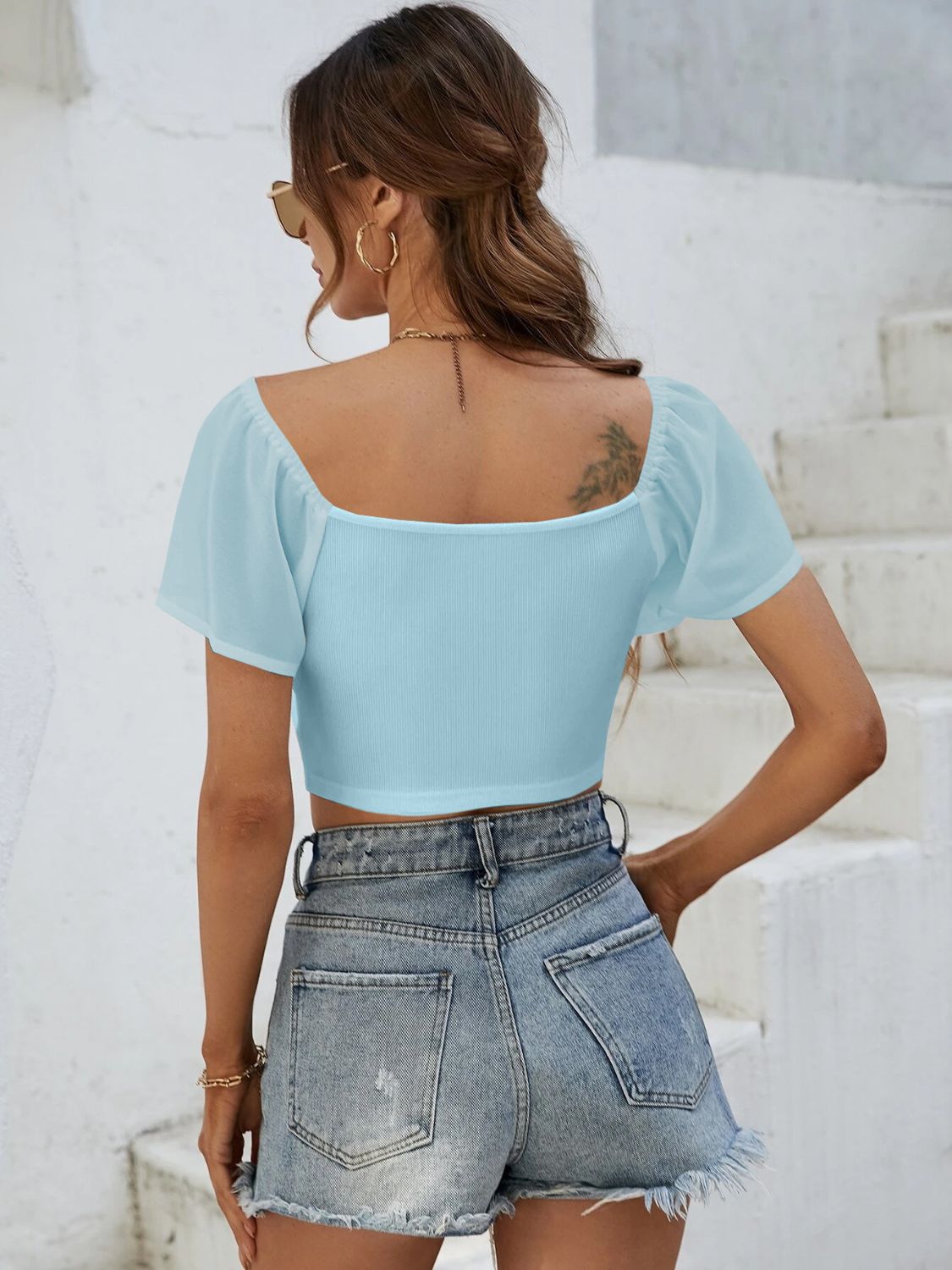 Coastal Short Sleeve Crop Top