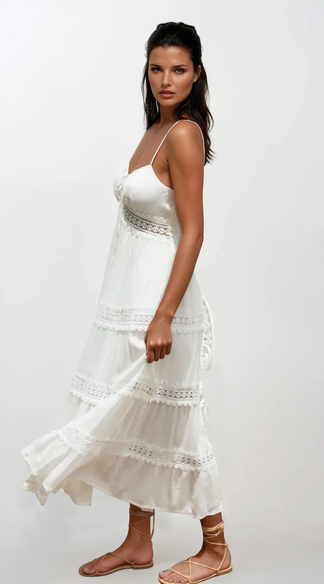 Astra Lace Smocked Cami Midi Dress