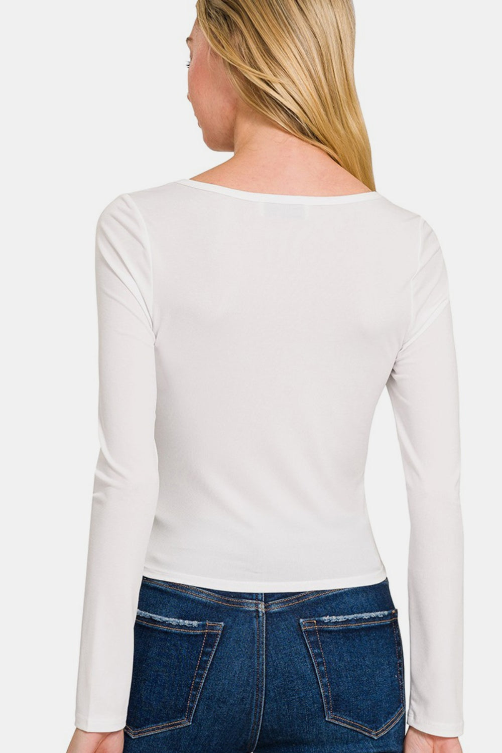 Classic Square Neck Fitted Long Sleeve