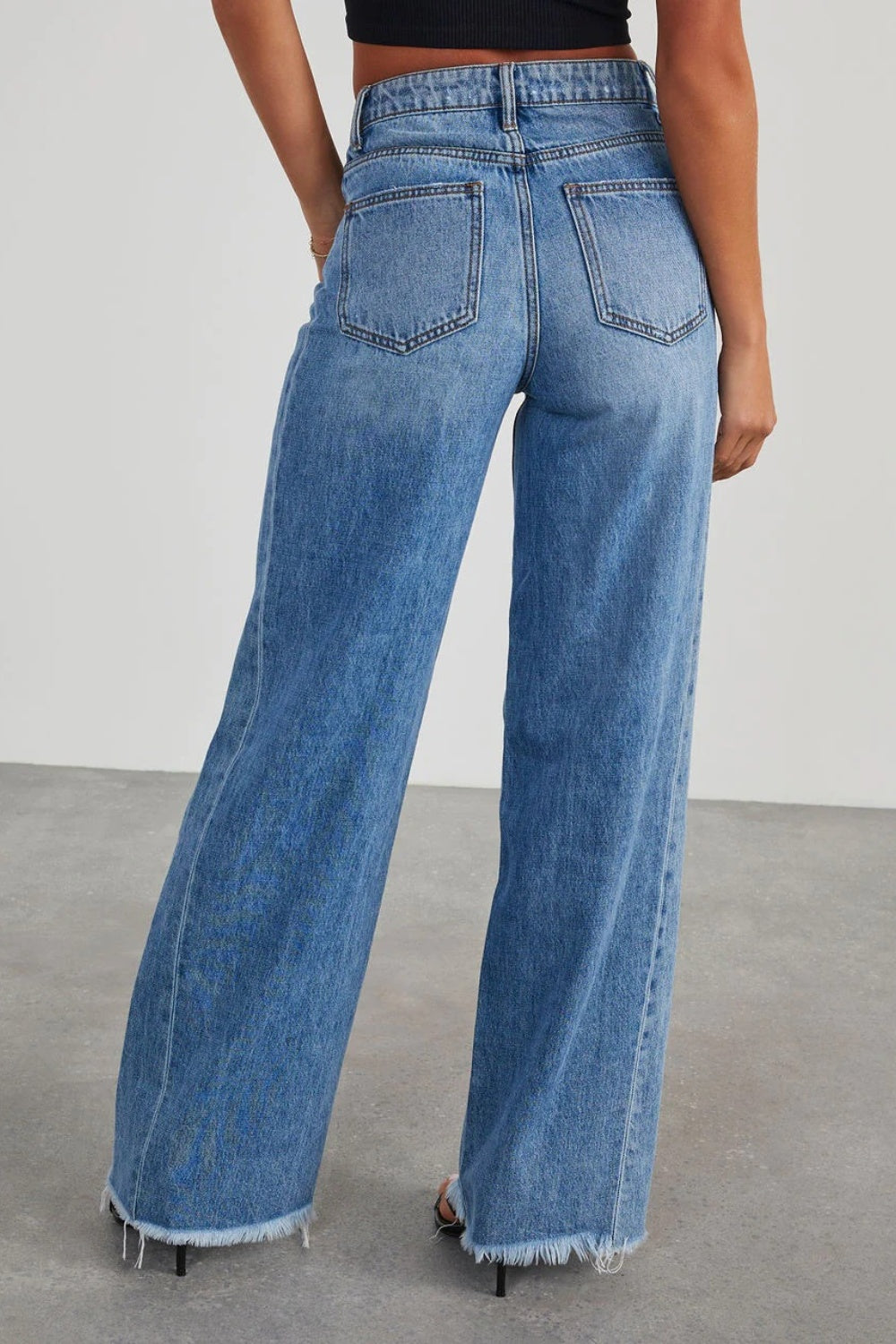 Raw Hem Wide Leg Jean