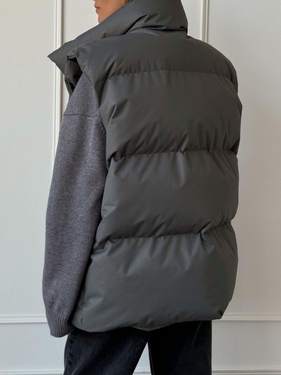 Icy Turtleneck Puffer Vest Coat