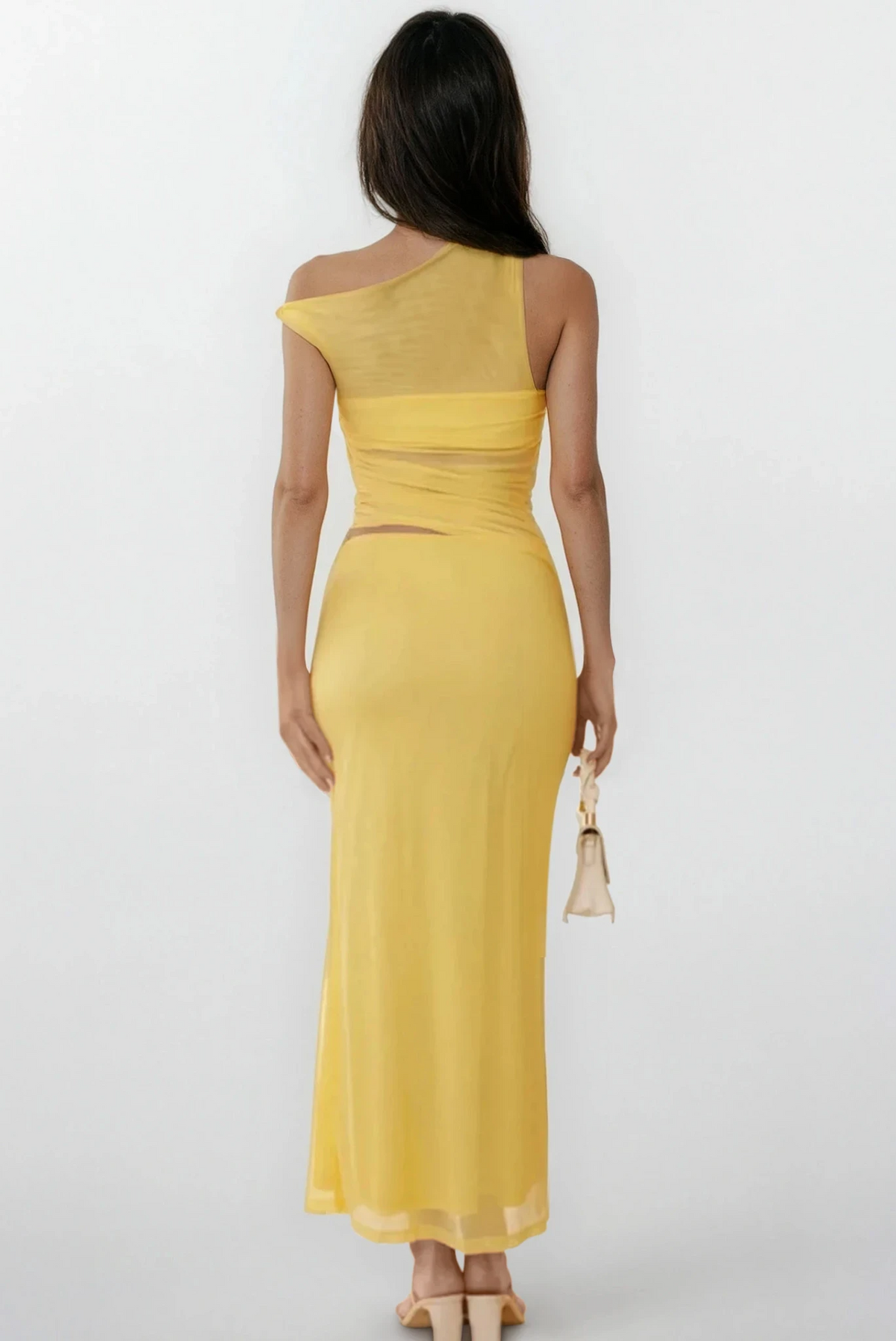 sleek echelon asymmetrical cutout sleeveless maxi dress