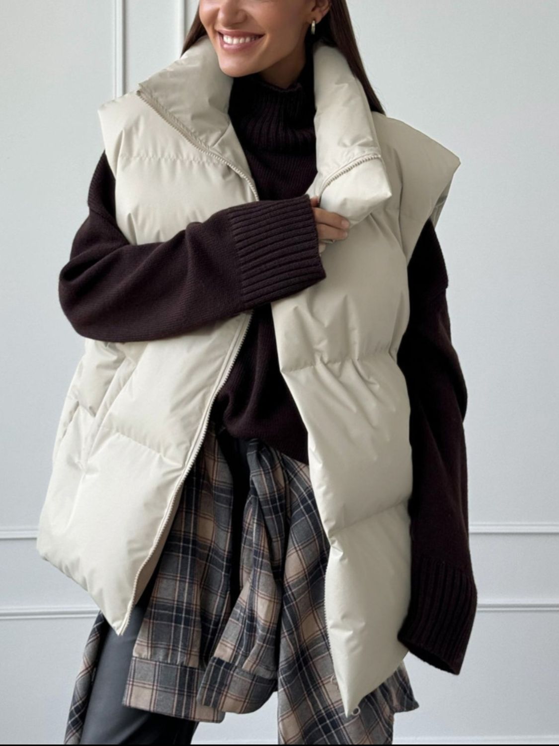 Icy Turtleneck Puffer Vest Coat