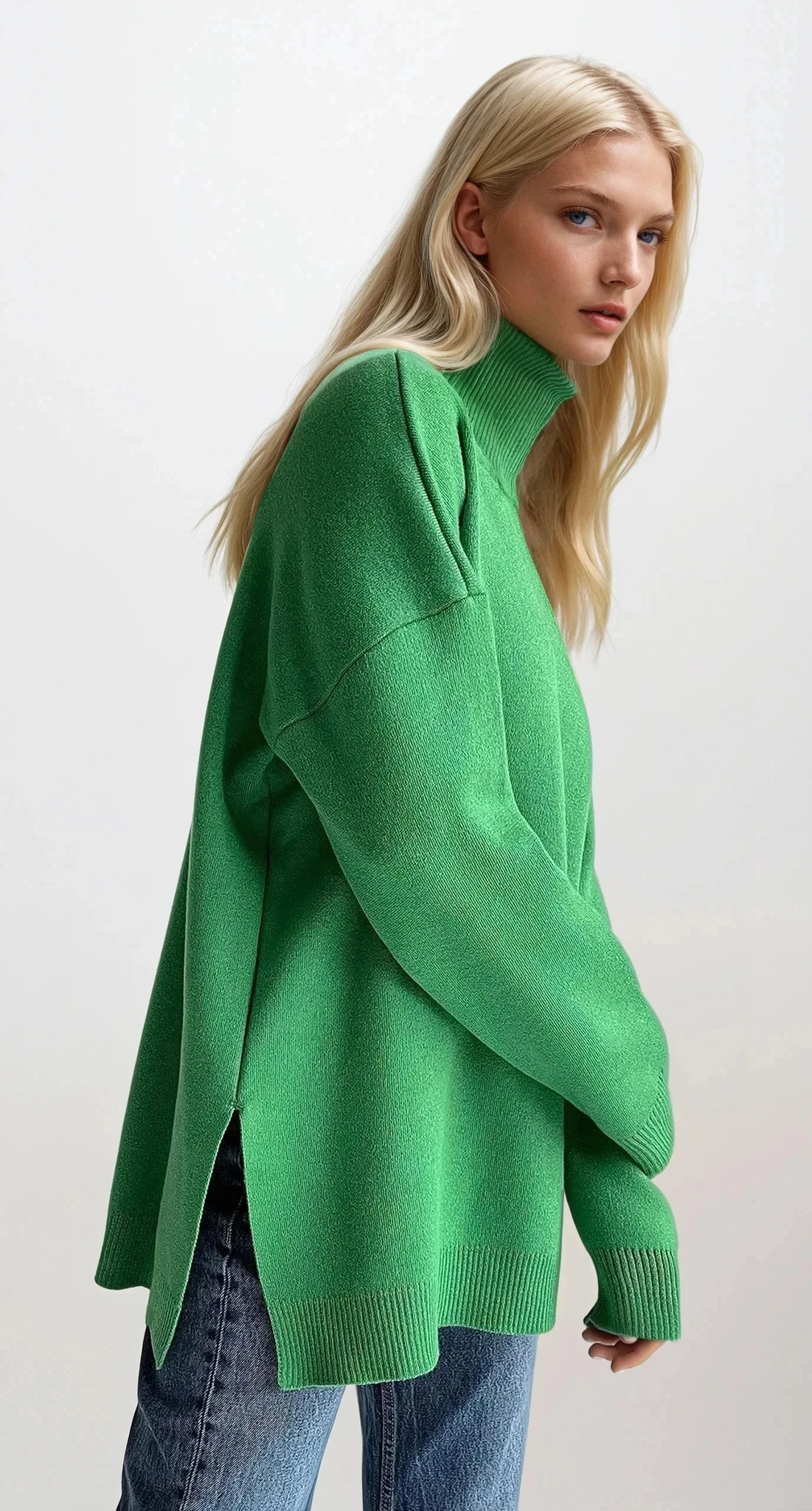 effortless turtleneck dropped shoulder sweater for women