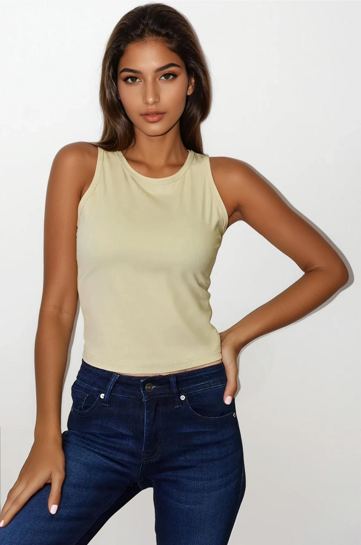 slim fit everyday crew neck sleeveless tank top