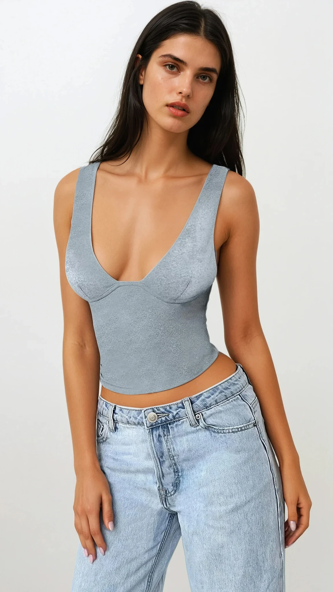Everyday v-neck wide strap tank top in solid color