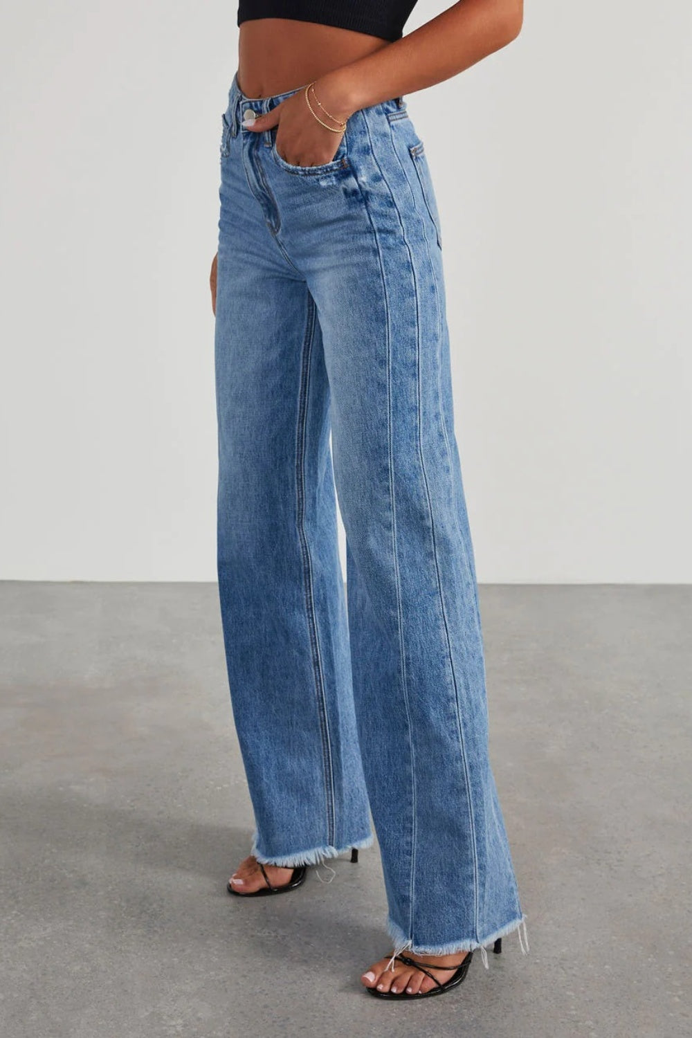 Raw Hem Wide Leg Jean