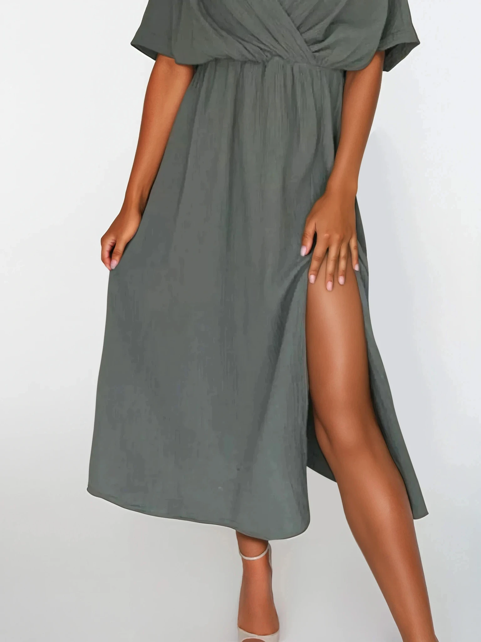 Aurelia Slit Half Sleeve Midi Dress