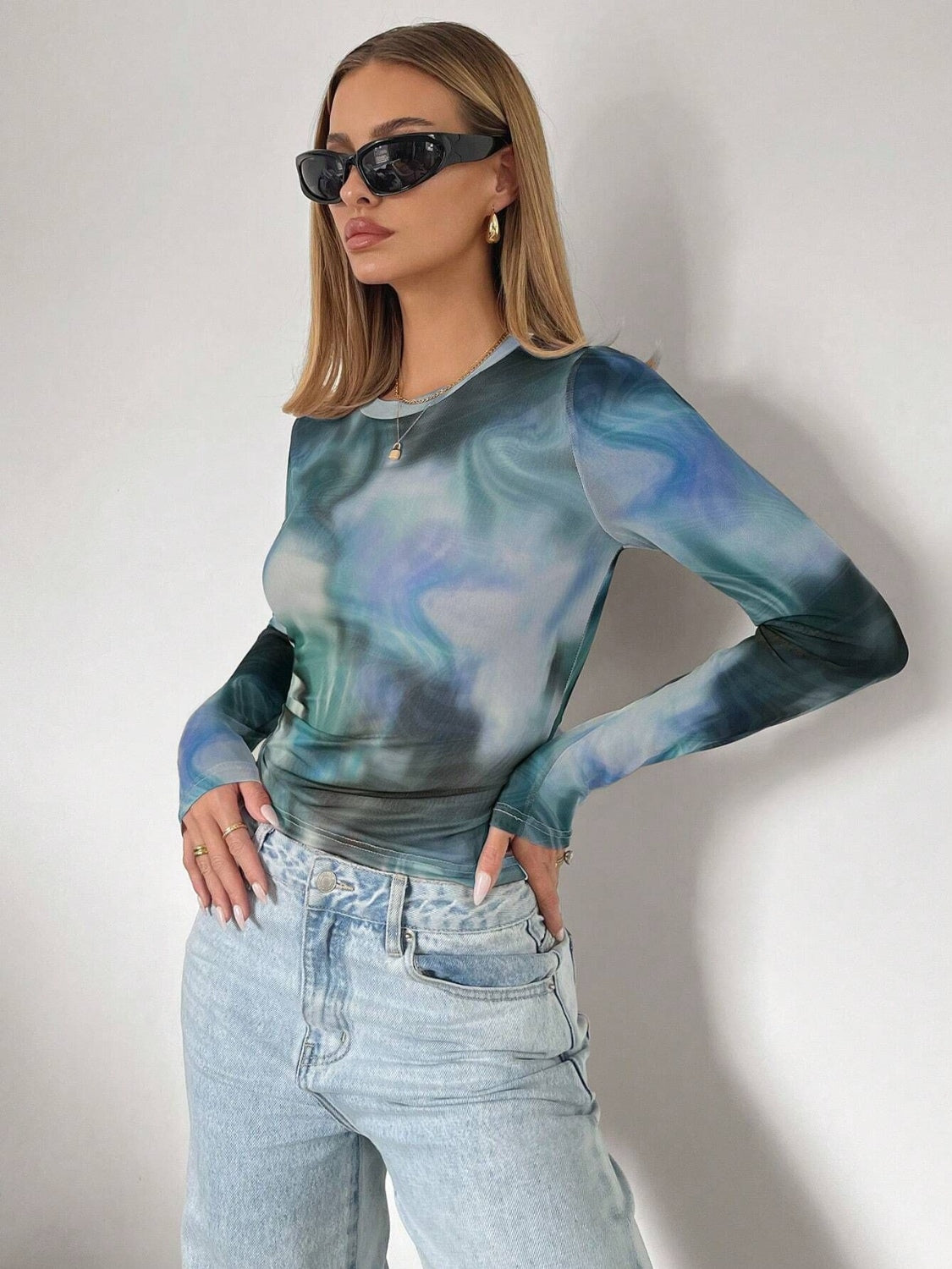 Tie-Dye Round Neck Long Sleeve