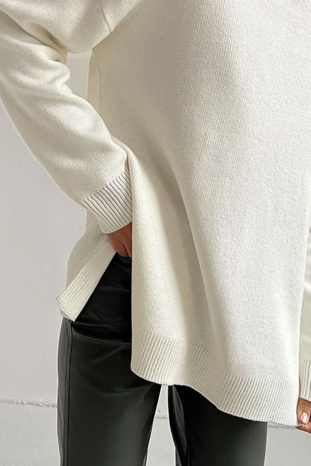 Lush Side Slit Turtleneck Sweater