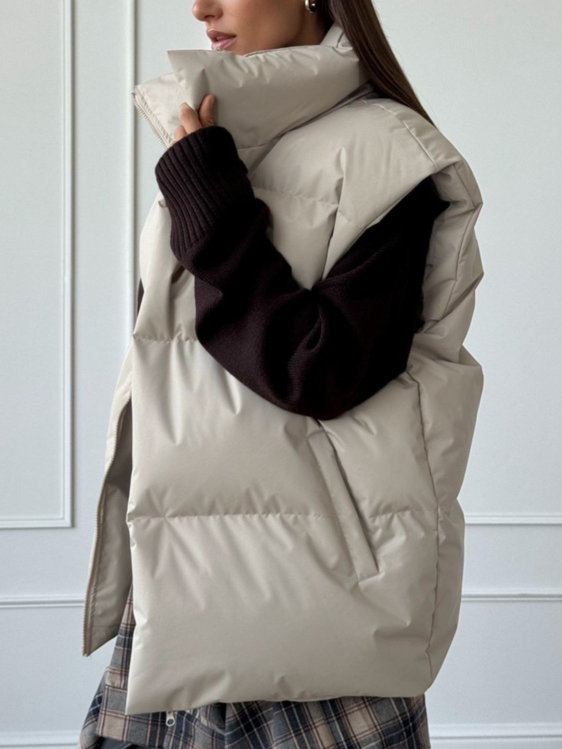 Icy Turtleneck Puffer Vest Coat