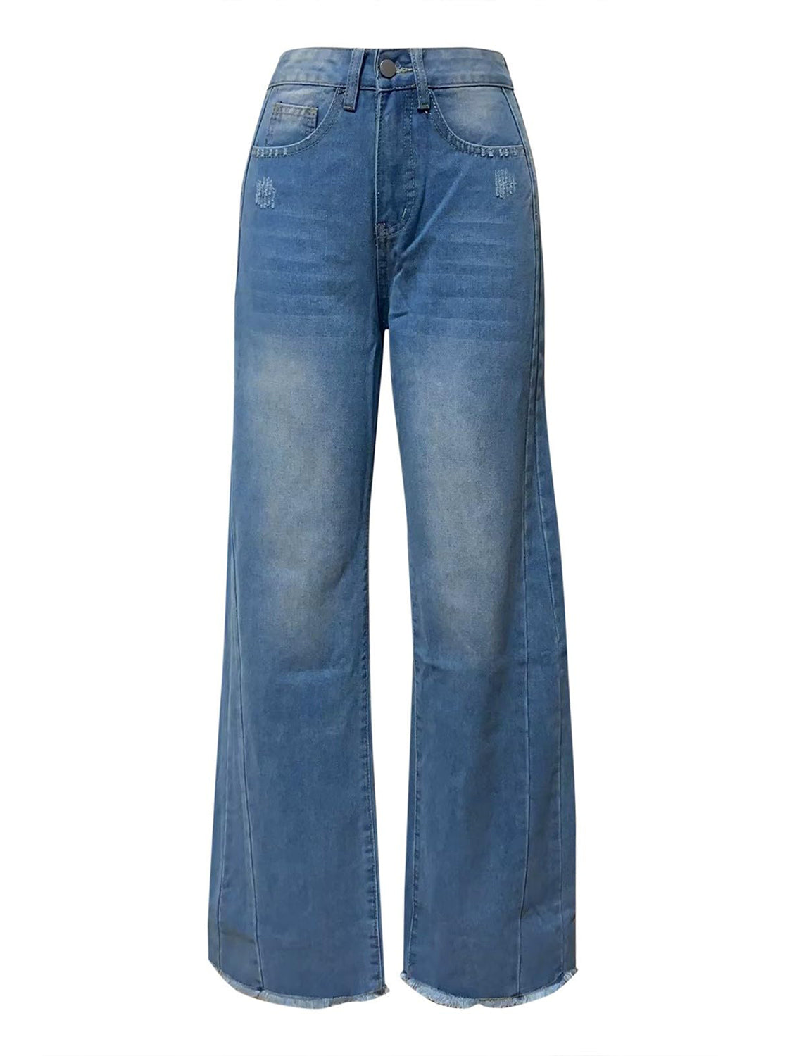 Raw Hem Wide Leg Jean