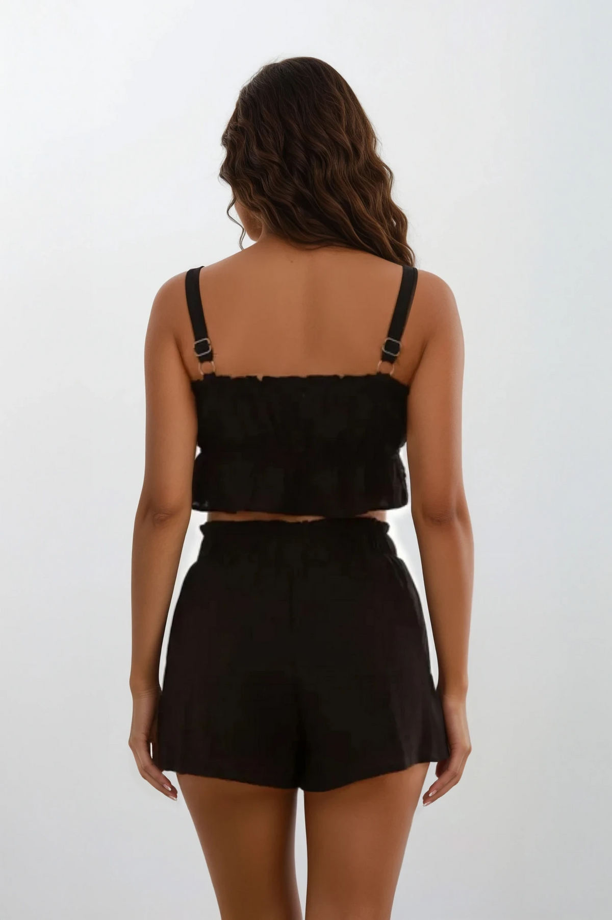 Ines ruffle square neck cami and shorts set with pockets
