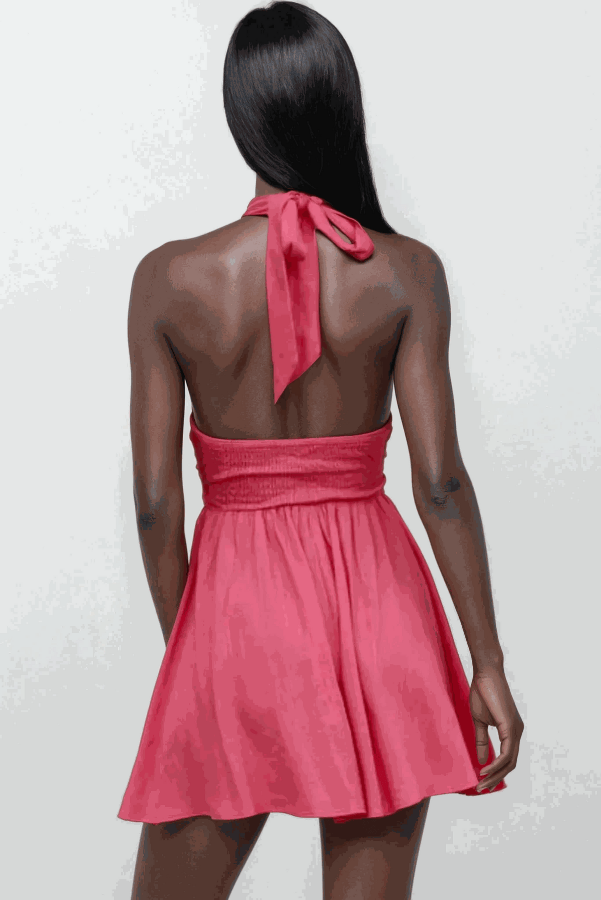 Lumina cutout halter neck mini dress with back tie detail