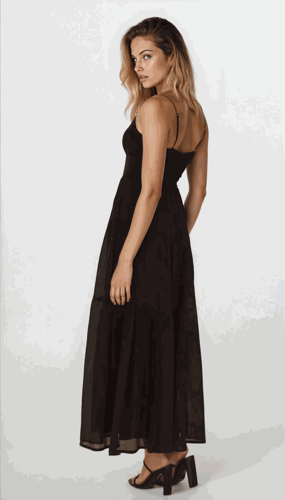 Moderne Boutique women's Selene ruched smocked back cami maxi dress in navy