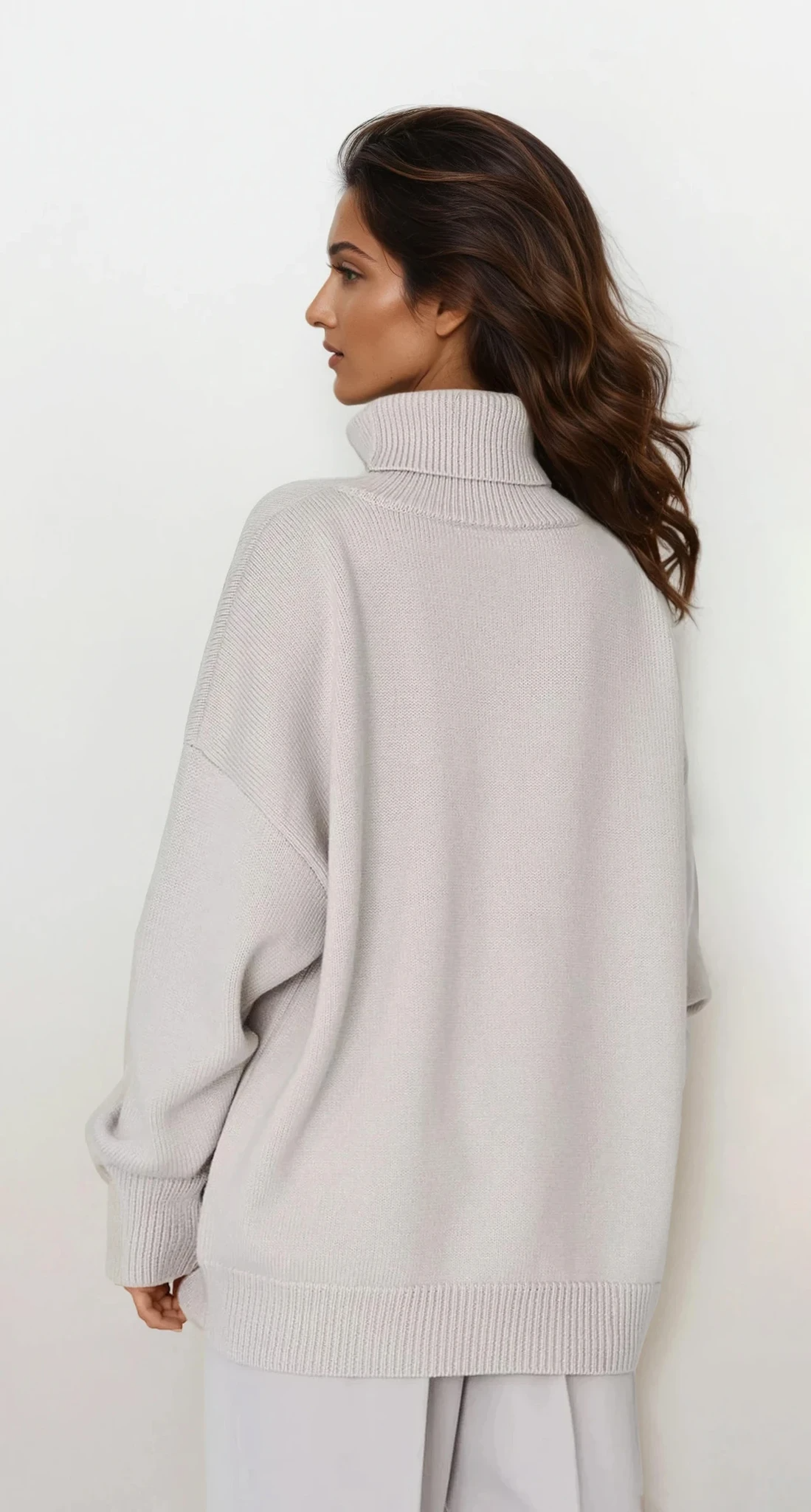 ordinary turtleneck dropped shoulder sweater in solid pattern