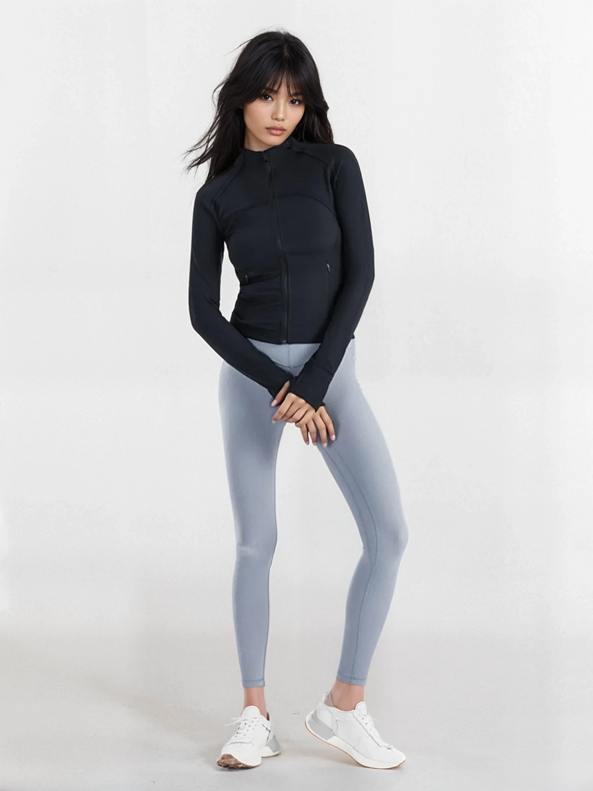 Recharge full zip long sleeve jacket with stretchy fabric and pockets