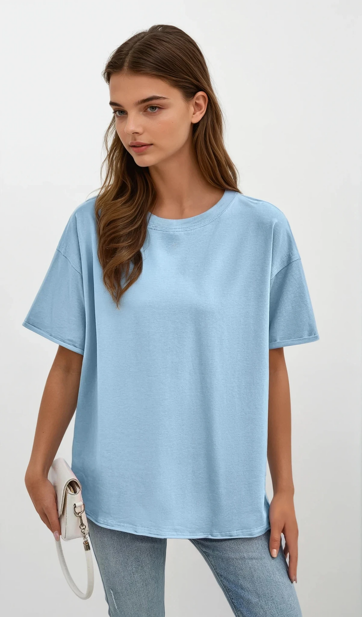 bare round neck half sleeve t-shirt in solid color with comfortable fit