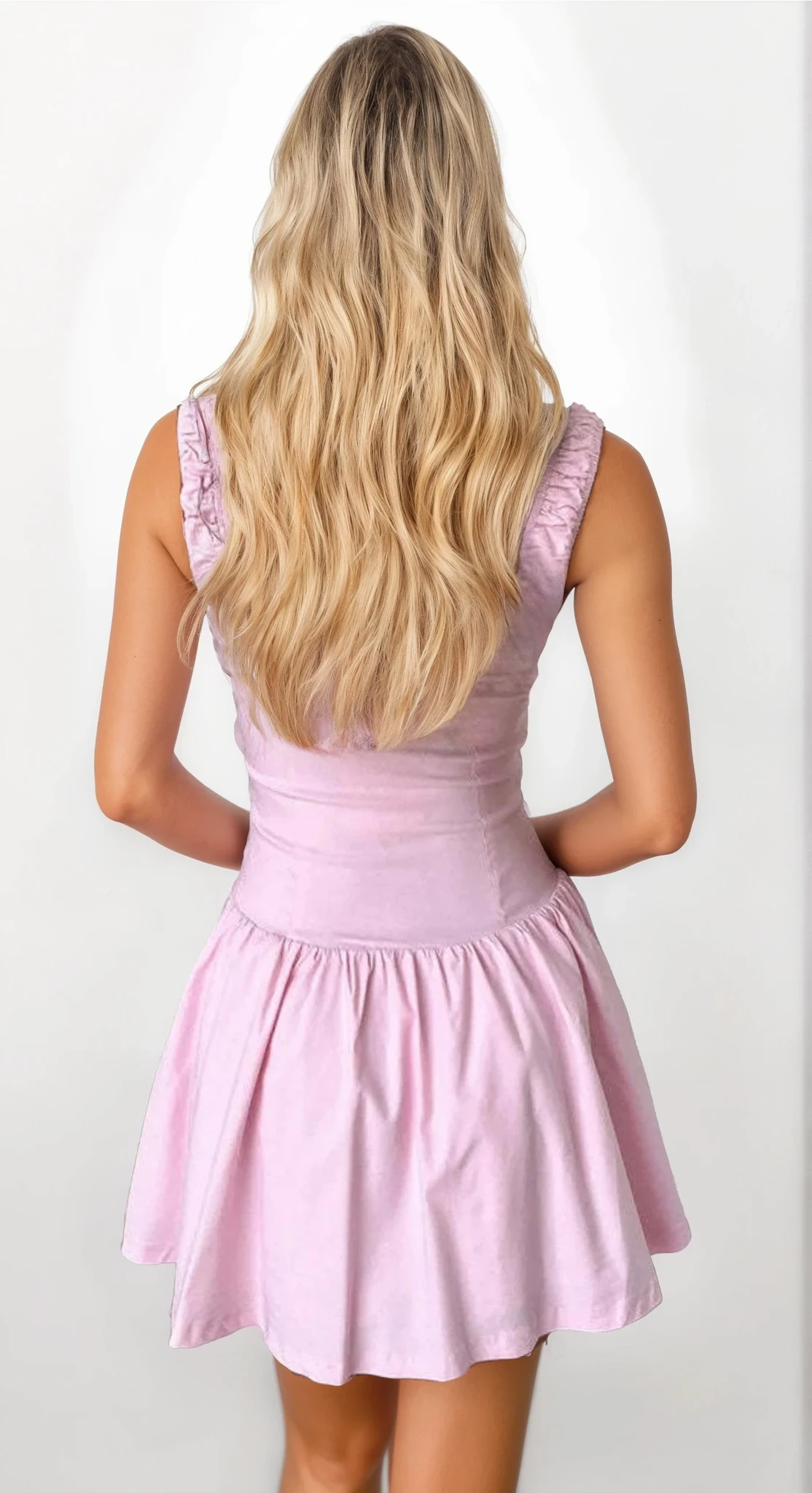 Sweetheart square neck cami dress with buttons and ruched detail