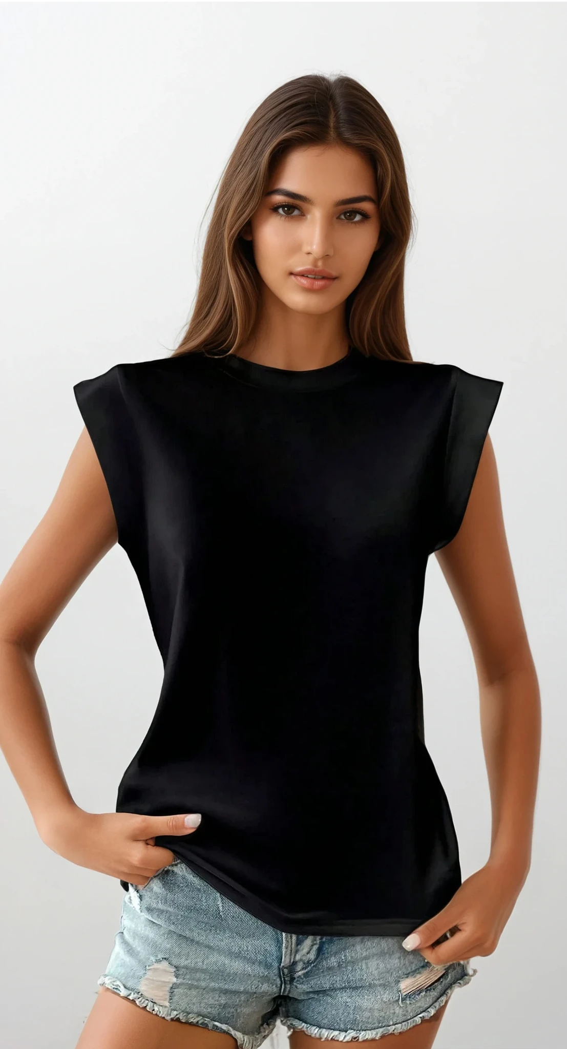 Stand out solid cap sleeve t-shirt with lightweight stretch material