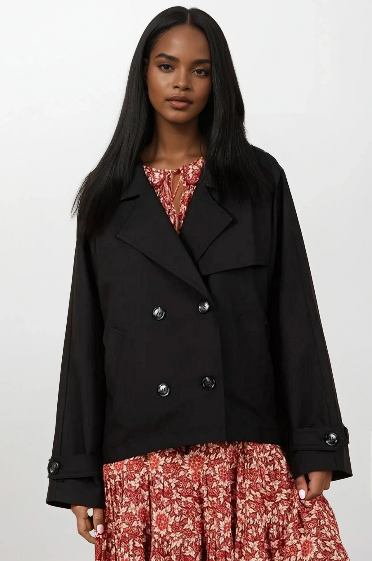 Suave trench coat jacket double-breasted with pockets long sleeves