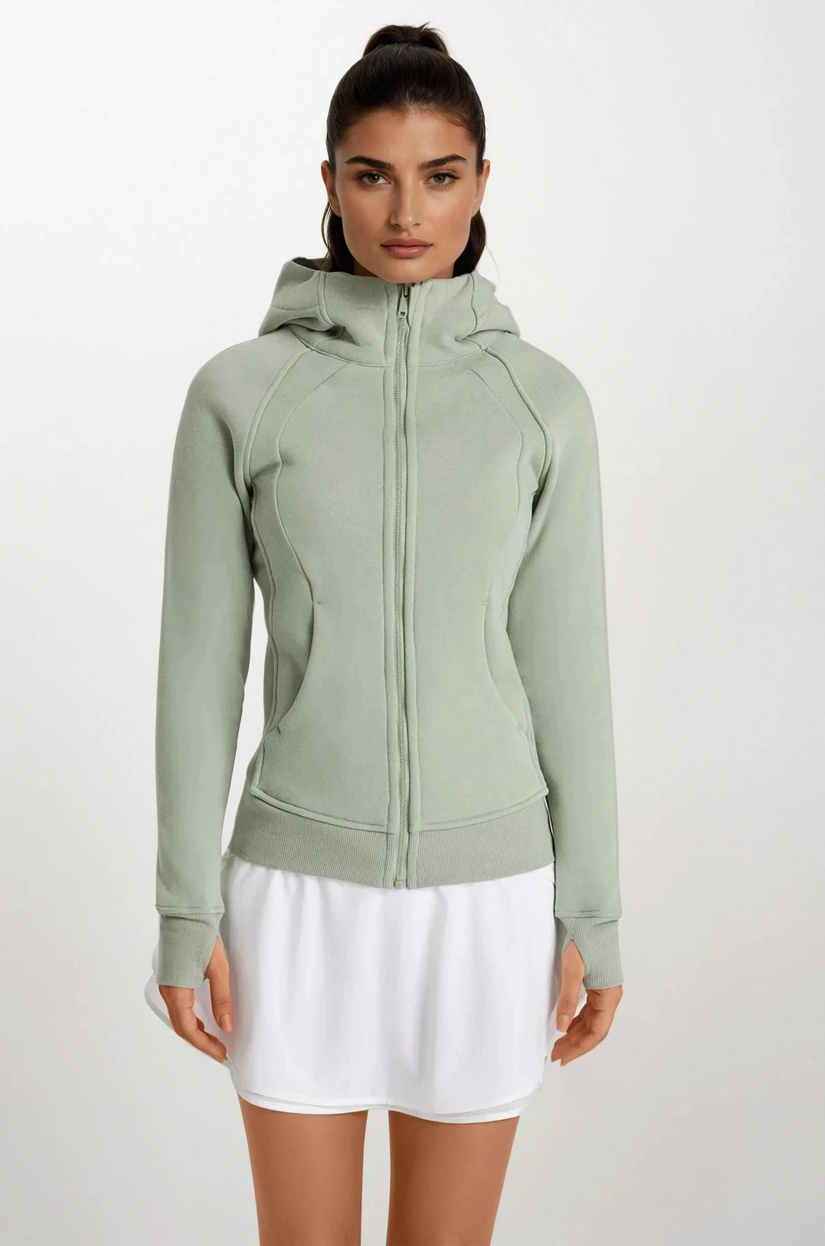 trainer full zip hoodie with hood and raglan sleeves