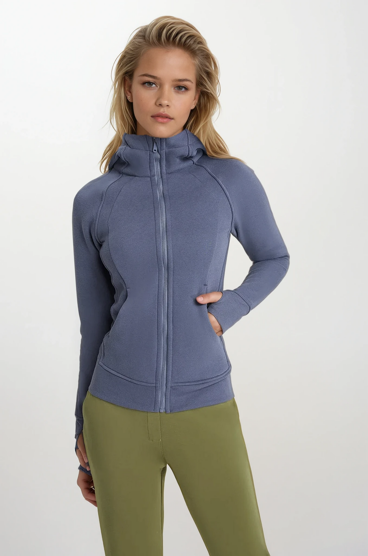 Trainer full zip hoodie with attached hood and raglan sleeves