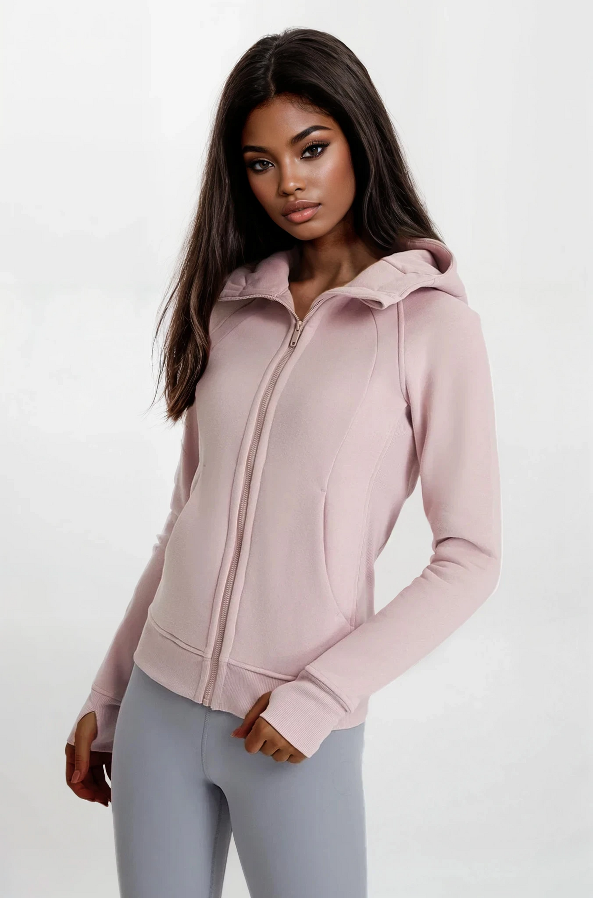 Trainer full zip hoodie with hood and raglan sleeves in solid pattern